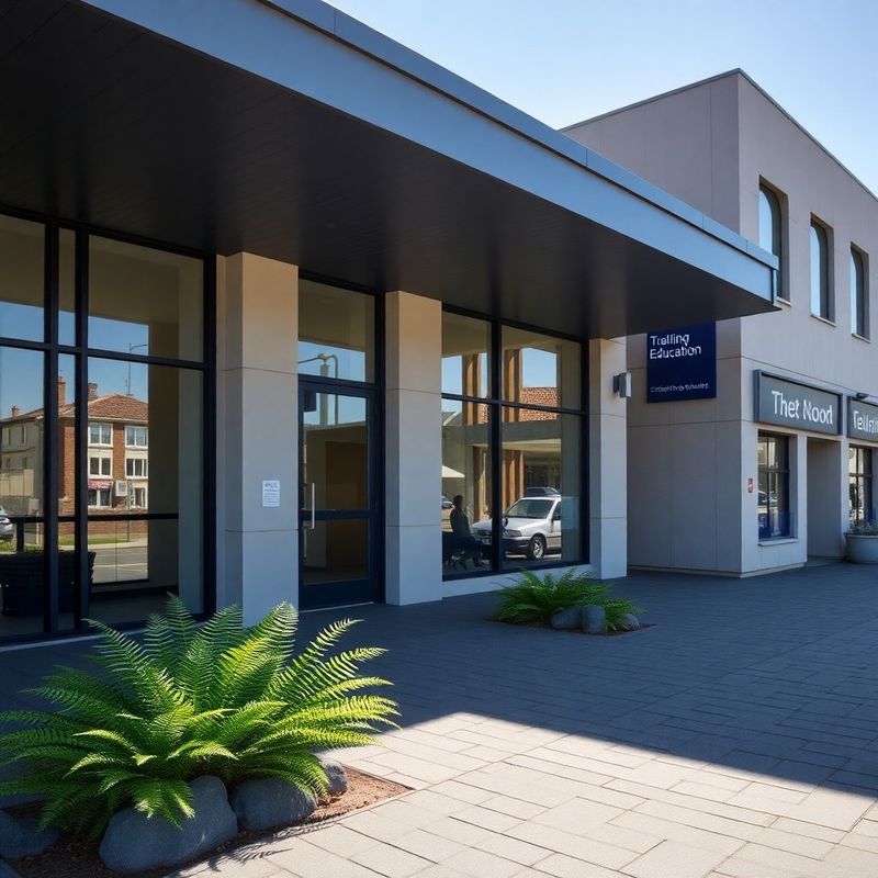 Modern Hamiltonlink campus exterior on George Street, Dunedin, under bright coastal light